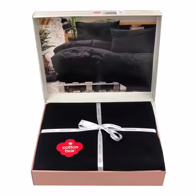 سرویس روتختی کاتن باکس مدل Neat  Siyah دو نفره 4 تکه