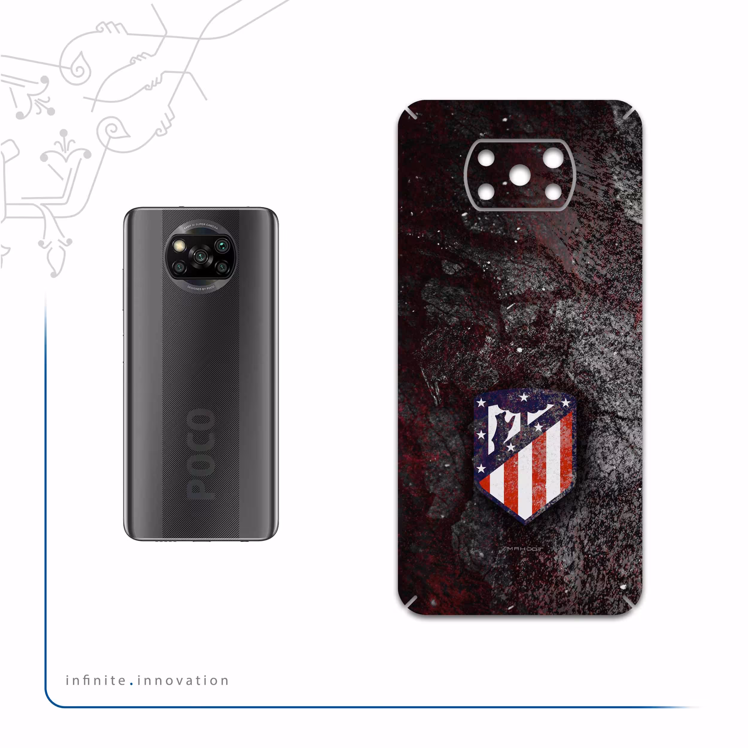 برچسب پوششی ماهوت مدل Atletico-de-Madrid مناسب برای گوشی موبایل شیائومی Poco X3 Pro