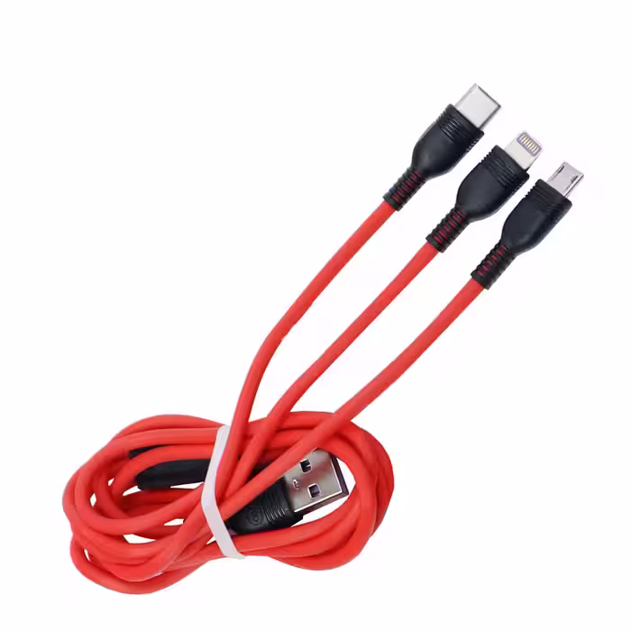 کابل تبدیل USB به microUSB / لایتنینگ/ USB-C ترانیو مدل XS2 3 IN 1 طول 1.2 متر