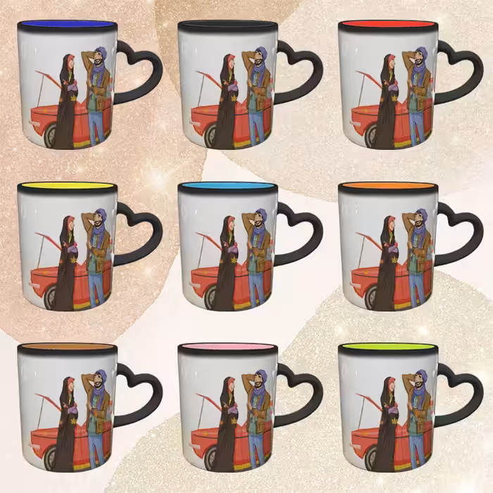 ماگ حرارتی مدل دسته قلبی طرح عاشقانه کد 294