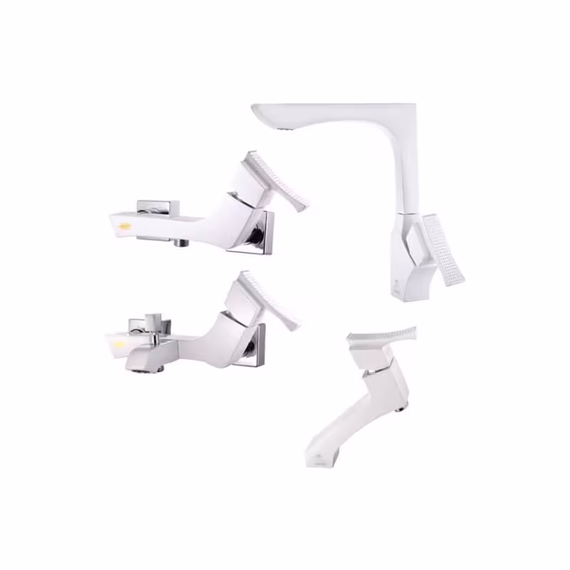 ست چهار تکه شیرآلات درخشان مدل پرنس سفید