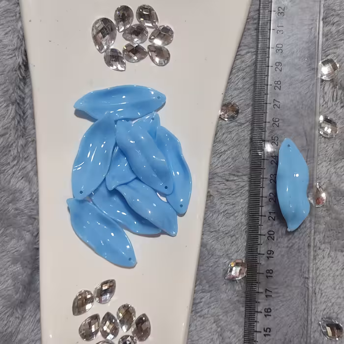 گلبرگ مگنولیا رنگ آبی سرامیکی براق سایز بزرگ بسته 20 عددی - گلبرگ کریستال لوازم گلسازی 