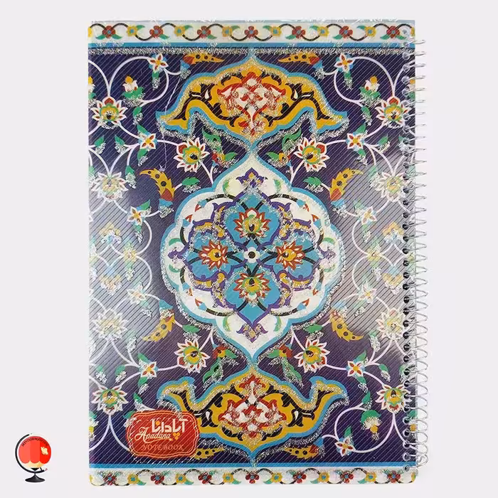 دفتر مشق 50 برگ سیمی طرح اسلیمی جلد طلقی آپادانا