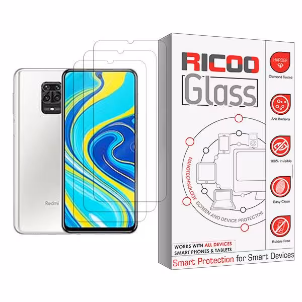 محافظ صفحه نمایش ریکو مدل Ricoo Glass MIX003 مناسب برای گوشی موبایل شیائومی Redmi Note 9 Pro (India) بسته سه عددی