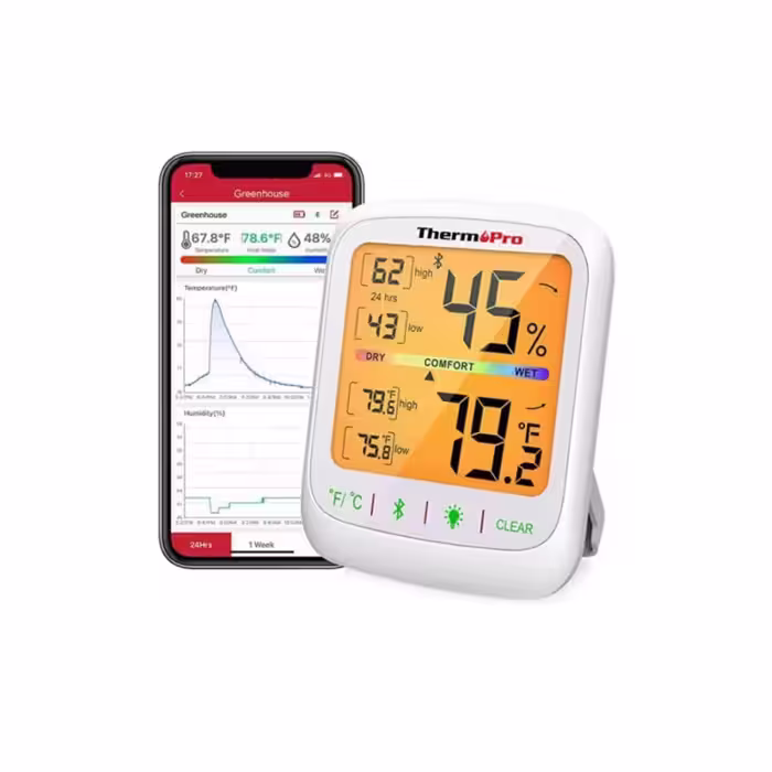 ترمومتر دیجیتال هوشمند ThermoPro TP359 | اندازه‌گیری دما و رطوبت محیط داخلی | اتصال هوشمند و نمایش دقیق | دماسنج طراحی مدرن و قابل حمل | ابزار حرفه‌ای برای خانه، دفتر و محیط‌های آموزشی