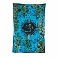 بکدراپ تپستری هندی طرح OM آبی (رو تختی یک نفره) کد 171