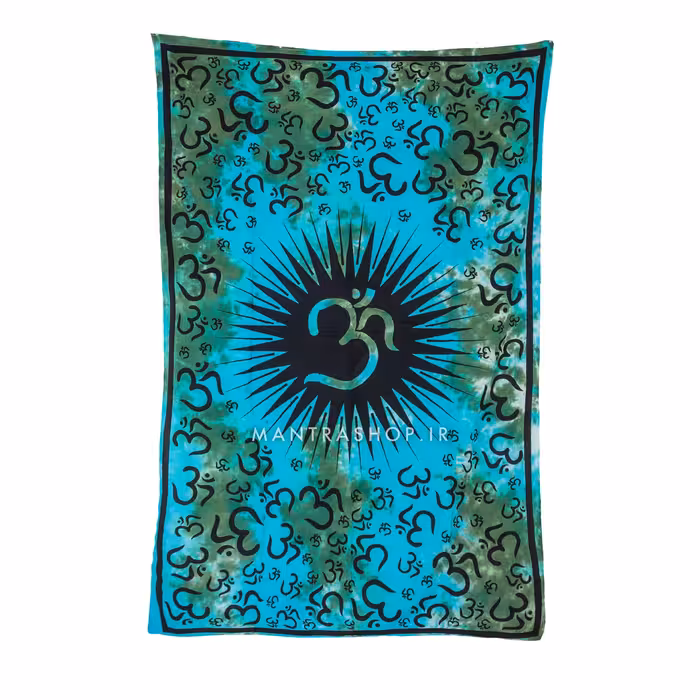 بکدراپ تپستری هندی طرح OM آبی (رو تختی یک نفره) کد 171