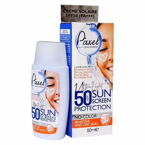 کرم ضد افتاب پیکسل پوست خشک و حساس 50 میل SPF50 بدون رنگ