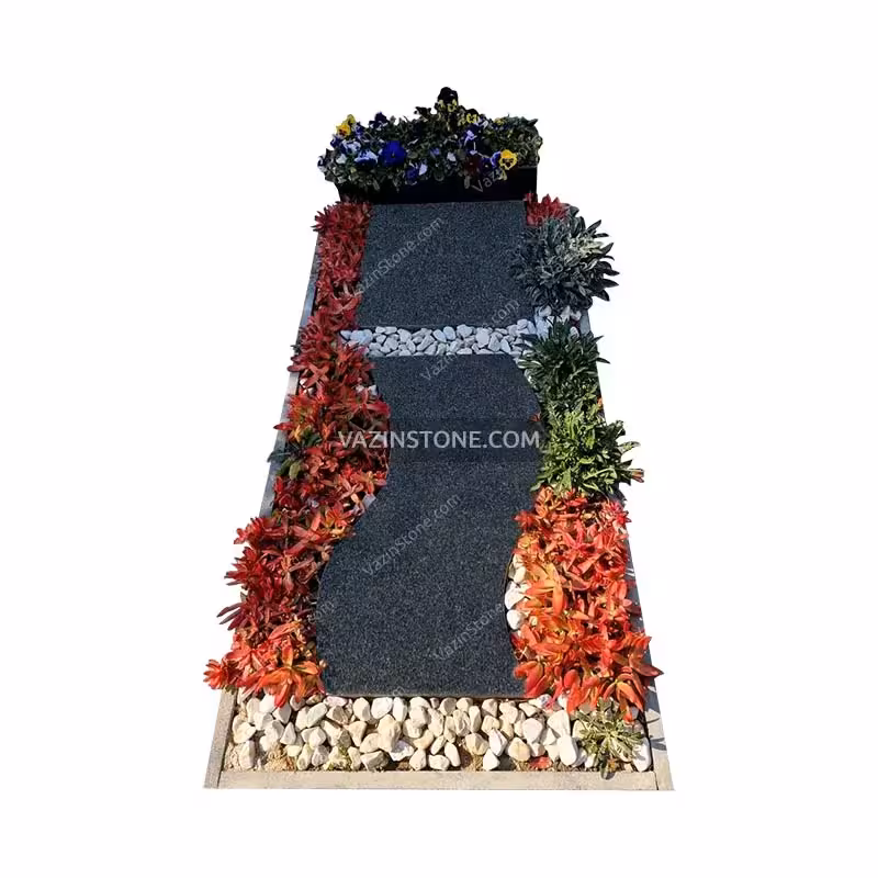 سنگ قبر مشکی دو تکه موج و ساحل