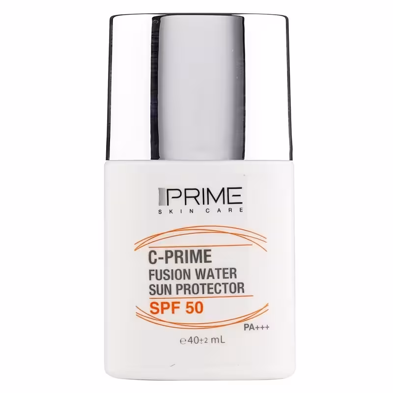فلوئید ضدآفتاب بی‌رنگ پرایم SPF50 مدل C-Prime Fusion Water مناسب انواع پوست، حجم 40 میلی‌لیتر