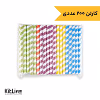 نی کاغذی یکبار مصرف نمره 12 الوان (کارتن 200 عددی)