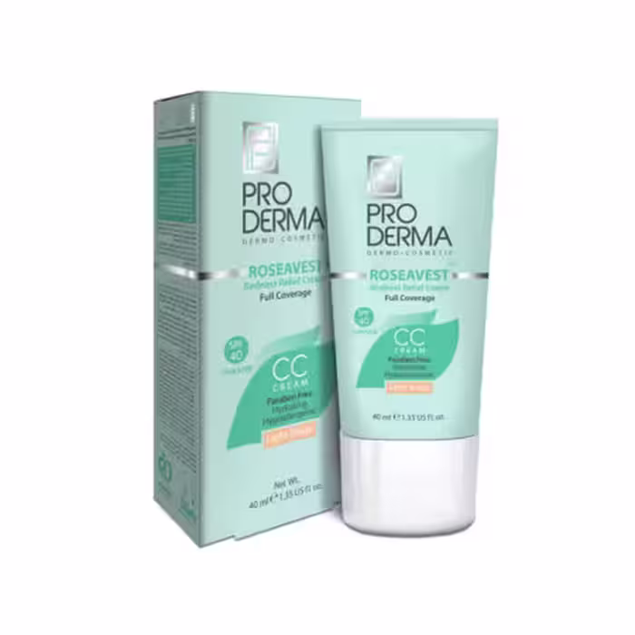 cc کرم پوشاننده و مرطوب کننده رنگی پوست معمولیو حساس spf40 پرودرما