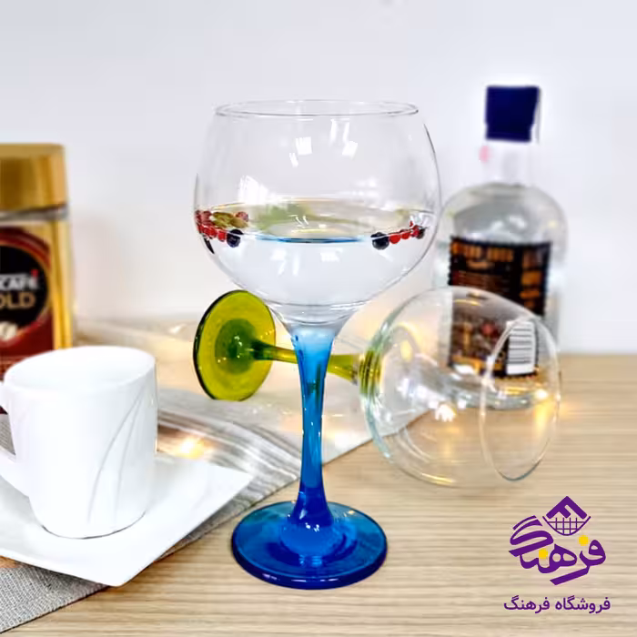 جام گیلاس جونیور2 پایه رنگی کادویی بلور  کاوه