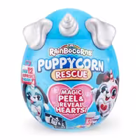 عروسک سورپرایزی Rainbocorns سری Puppycorn Rescue با شاخ نقره‌ای