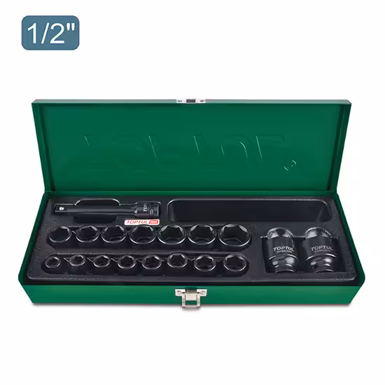 جعبه بکس 1/2 مشکی فشار قوی 18 پارچه تاپتول مدل GCAD1807-1