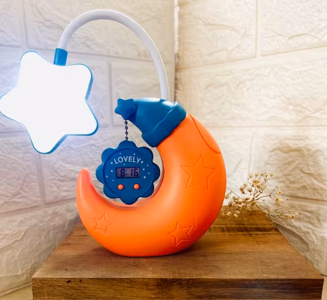 چراغ مطالعه وساعت ماه وستاره-نارنجی