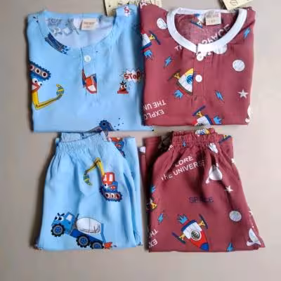 ست تیشرت و شلوارک نخی پسرانه