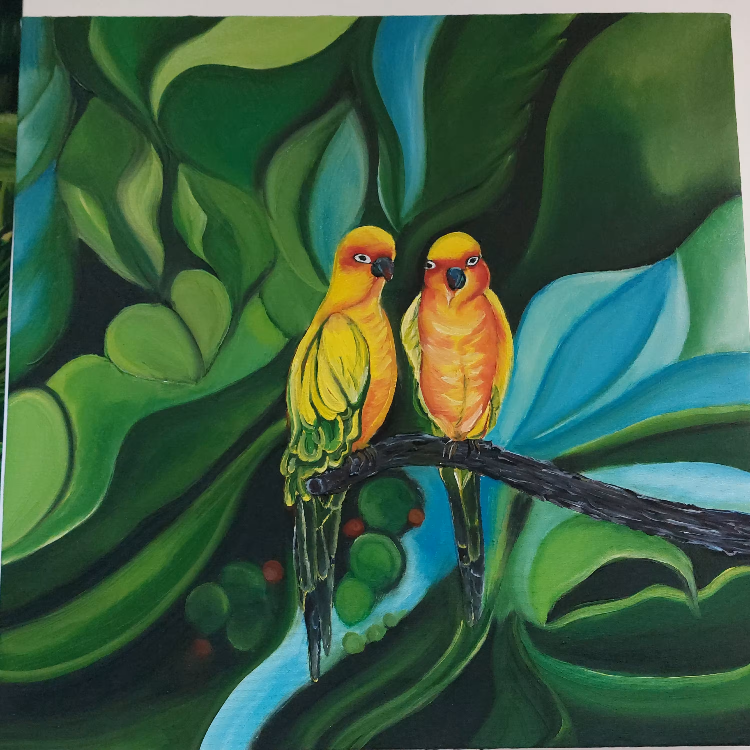 تابلوی رنگ روغن مرغ عشق 