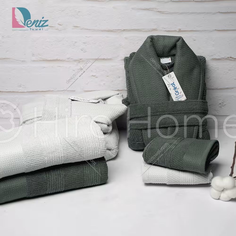 حوله ست دو نفره great رنگ یشمی و نقرابی