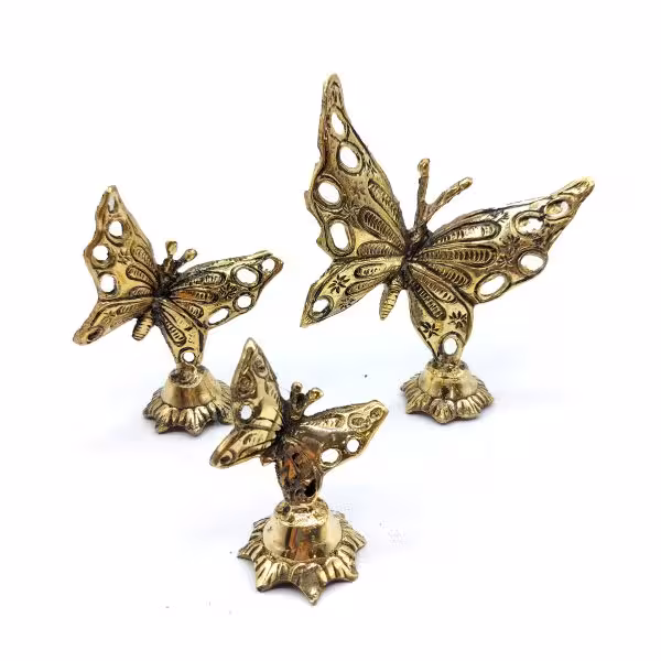 دکوری برنجی طرح پروانه ارتفاع 9 13 16 کد 220073