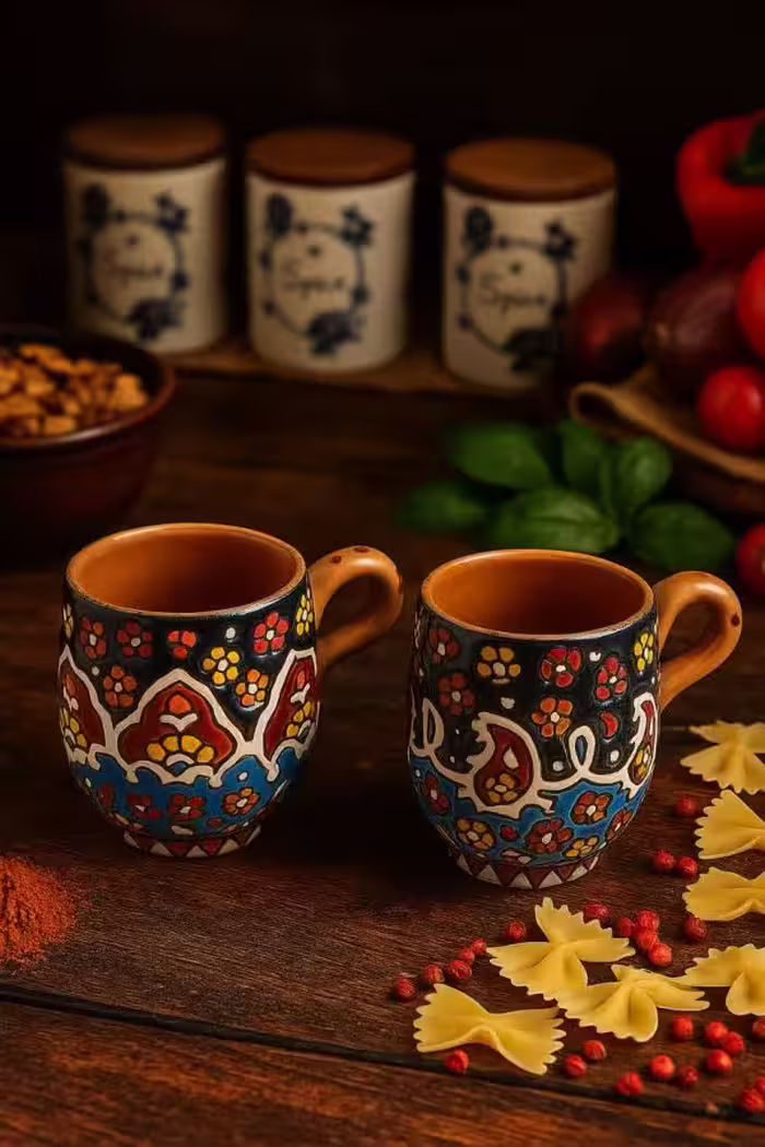ماگ سفالی میناکاری شده