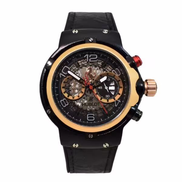 HUBLOT GENEVE BIG BANG موتور ژاپن هابلوت طرح 3 موتوره باموتور ژاپنی * شیشه شفاف * ساعت تک موتوره