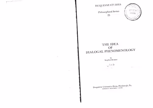 خرید و دانلود نسخه کامل کتاب The Idea of Dialogical Phenomenology