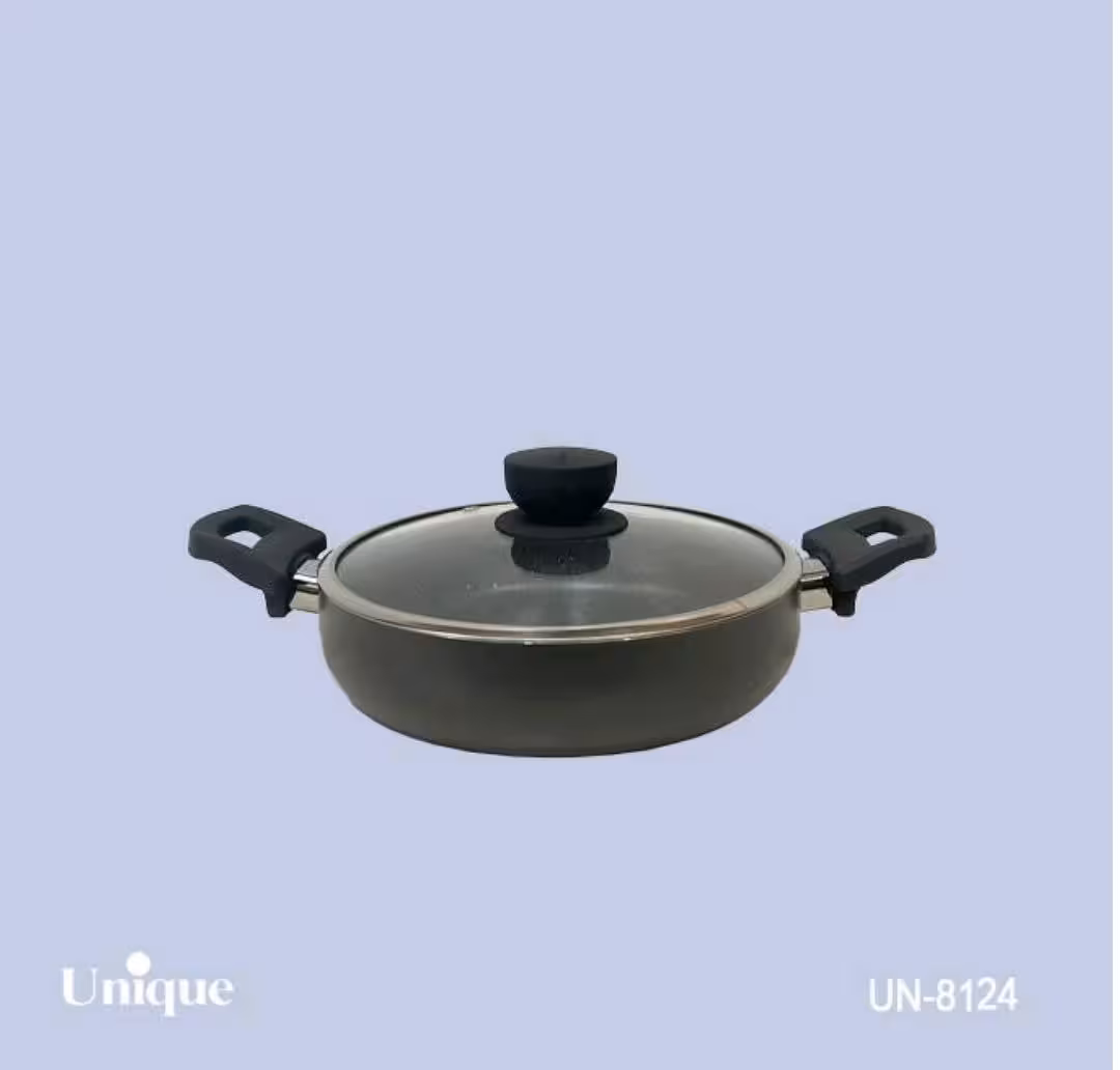 تابه دو دسته سایز 24 کف گرانیت طوسی تیره یونیک کد UN-8124