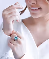 💍انگشتر جواهری با نگين زمرد مربعي ؛  نقره عیار 925 (R_1097)