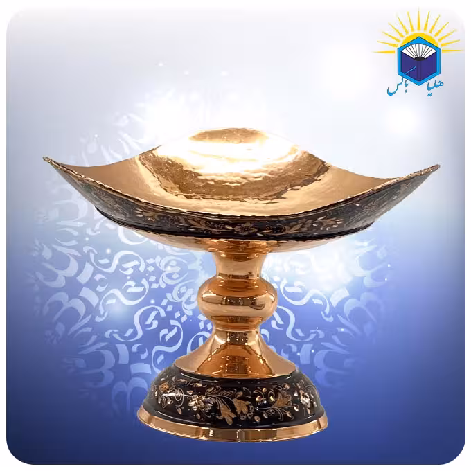 شیرینی خوری سه گوش پایه دار مس و الماس تراش