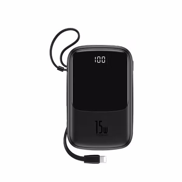 پاوربانک بیسوس 10000 میلی آمپر کابل متصل لایتنینگ Baseus QPow Digital Display Power Bank Iphone