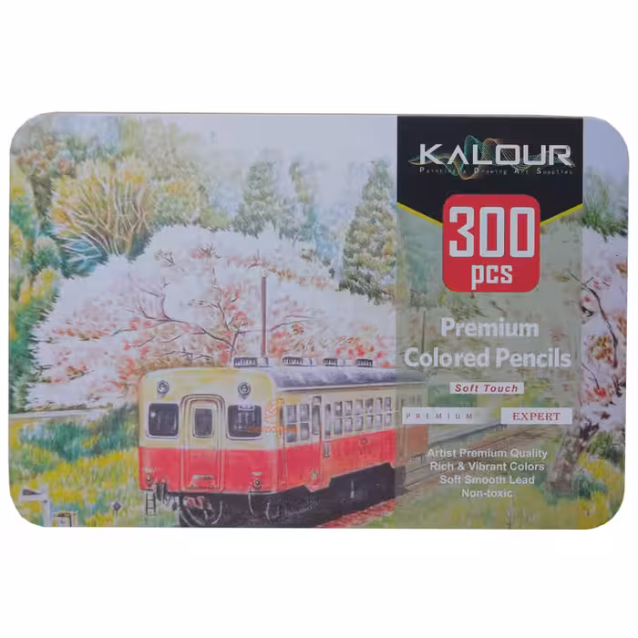 مداد رنگی 300 رنگ کالور مدل جعبه فلزی