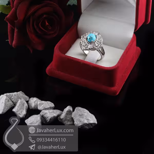 انگشتر نقره زنانه فیروزه نیشابوری مدل تاک _ کد : 100699