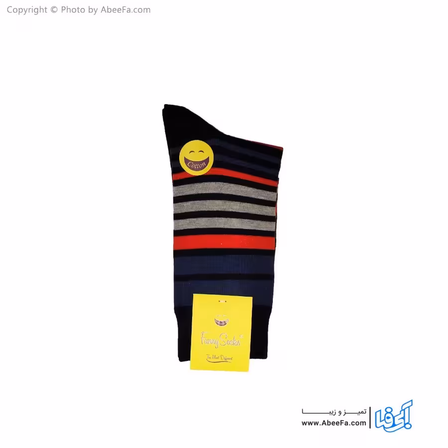 جوراب ساقدار فانی مدل 102 آبی دودی-قرمز