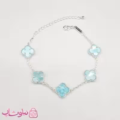 دستبند زنانه ونکلیف سبز روشن آبکاری نقره کیفیت مستر کد 370