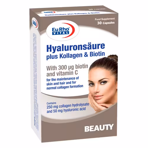 کپسول هیالورون سائور پلاس کلاژن و بیوتین یوروویتال Hyaluronsaure plus Kollagen & Biotin