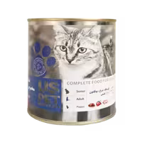 کنسرو گربه بالغ طعم گوشت مرغ و گوساله و بوقلمون برند us pet یو اس پت 800 گرمی