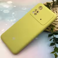 قاب گوشی Poco M4 Pro 4G شیائومی سیلیکونی پاک کنی داخل پارچه ای محافظ لنز دار رنگ زرد