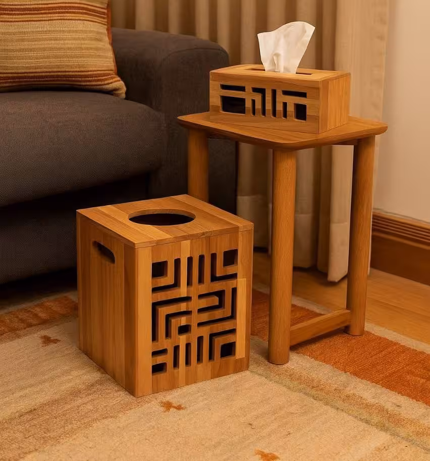 جا سطل و دستمال تمام چوب