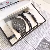 ست ساعت و نیمست کارتیر استیل مشکی مردانه