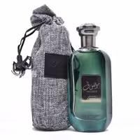 عطر و ادکلن موصوف رمادی سبز برند ارض الزعفران مدل MOUSUF RAMADI