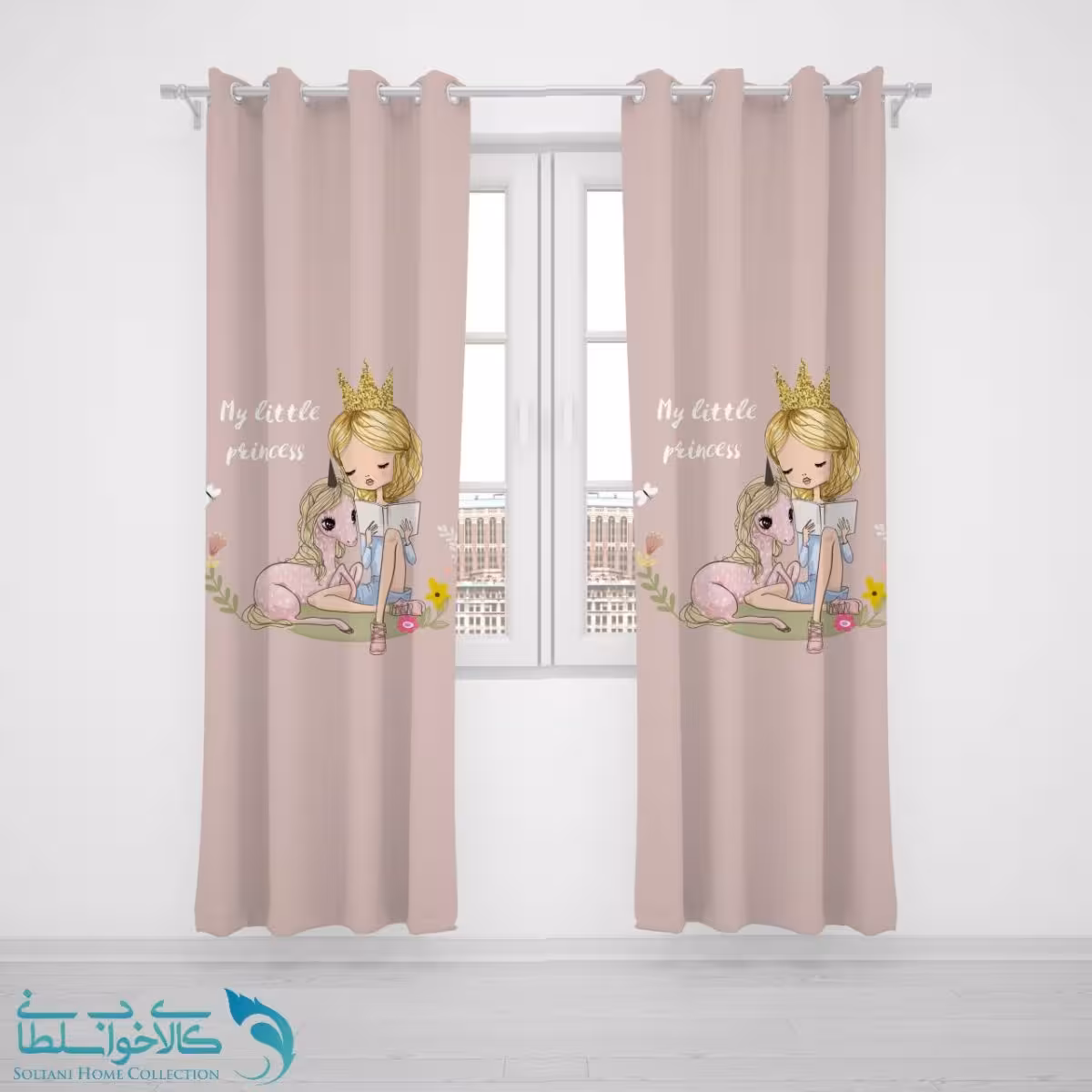 پرده پانچی اتاق کودک طرح پرنسا کد A1733