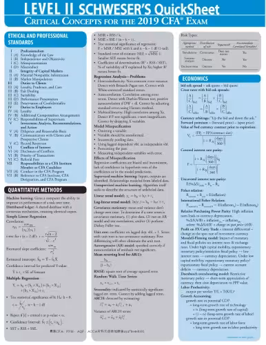خرید و دانلود نسخه کامل کتاب CFA 2019 Schweser - Level 2 Schweser’s QuickSheet: CRITICAL CONCEPTS FOR THE 2019 CFA EXAM