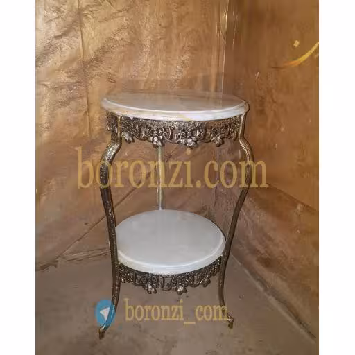 میز تلفن برنزی دو طبقه مدل یاسی