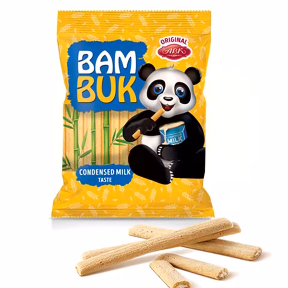بیسکوییت رولی با طعم شیر عسلی بامبوک 200 گرمی Bambuk