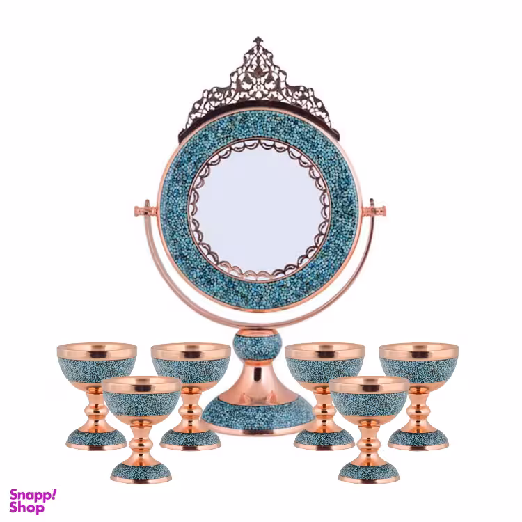 ست هفت سین سنگاب و آینه فیروزه کوبی آقاجانی (Aghajani) کد 5 مجموعه 7 عددی