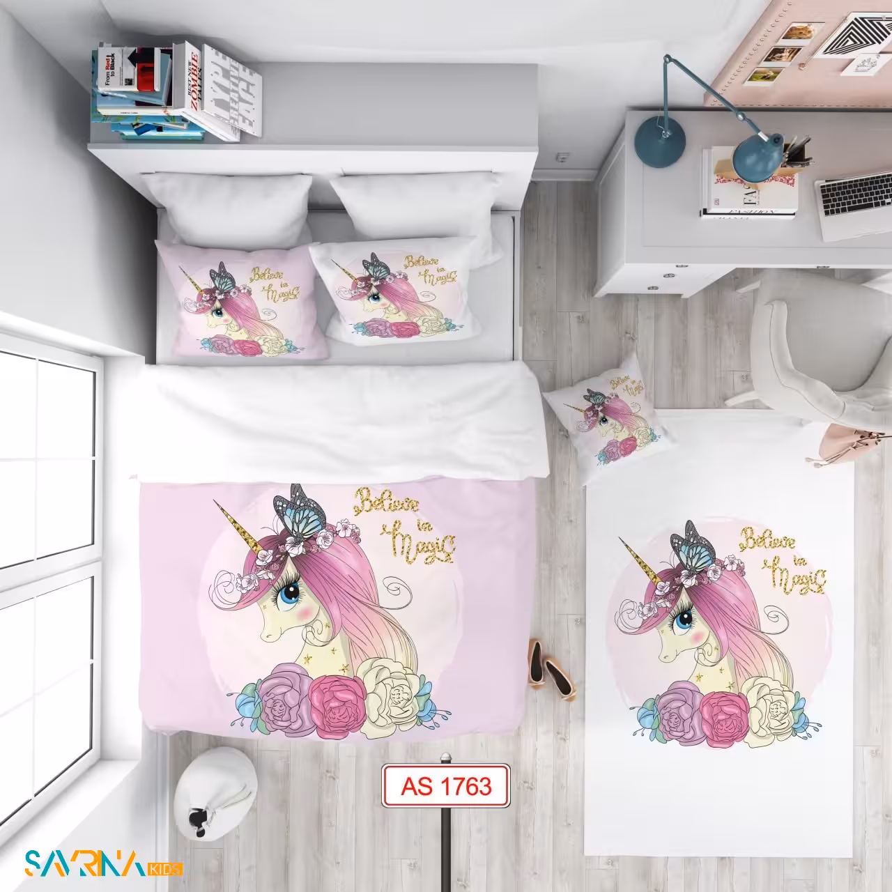 سرویس روتختی طرح پونی زیبا یک نفره کد AS1763