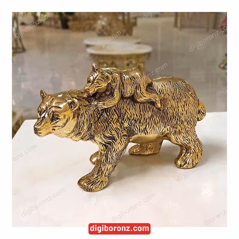 مجسمه برنجی برنزی خرس سیاه قلم