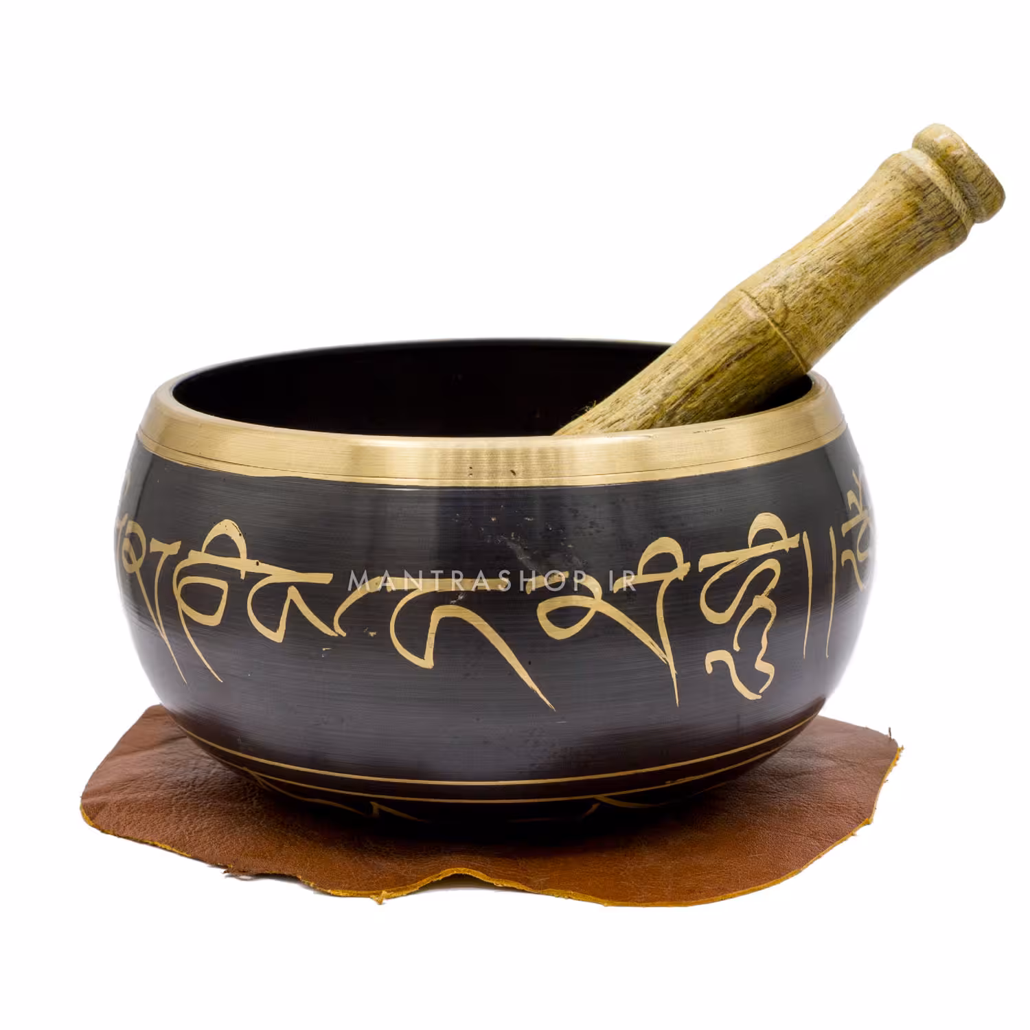 کاسه تبتی مشکی نقش برجسته پنج بودا – قطر دهانه 14 سانتی متر