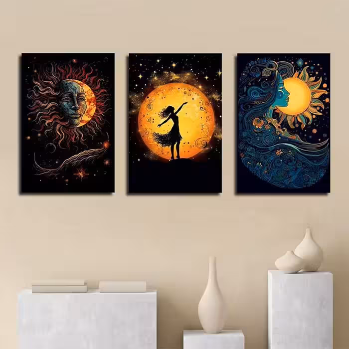 تابلو شاسی 3 تکه طرح دکوراتیو شمع کد 10425